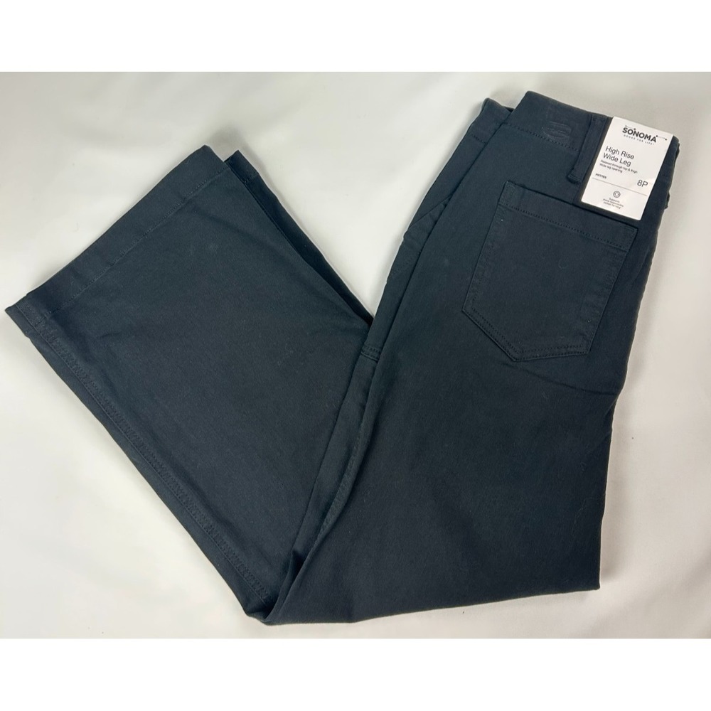 Sonoma Women's Black High Rise Wide Leg Pant Office Business 8P 28" inseam NWT